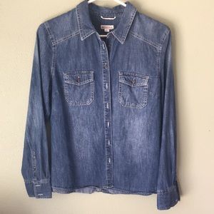 Merona size M ladies denim button down shirt.